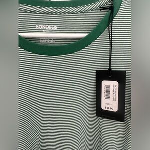 NWT - Bonobos - Striped Tee - Green Micro Stripe - XL Slim-fit